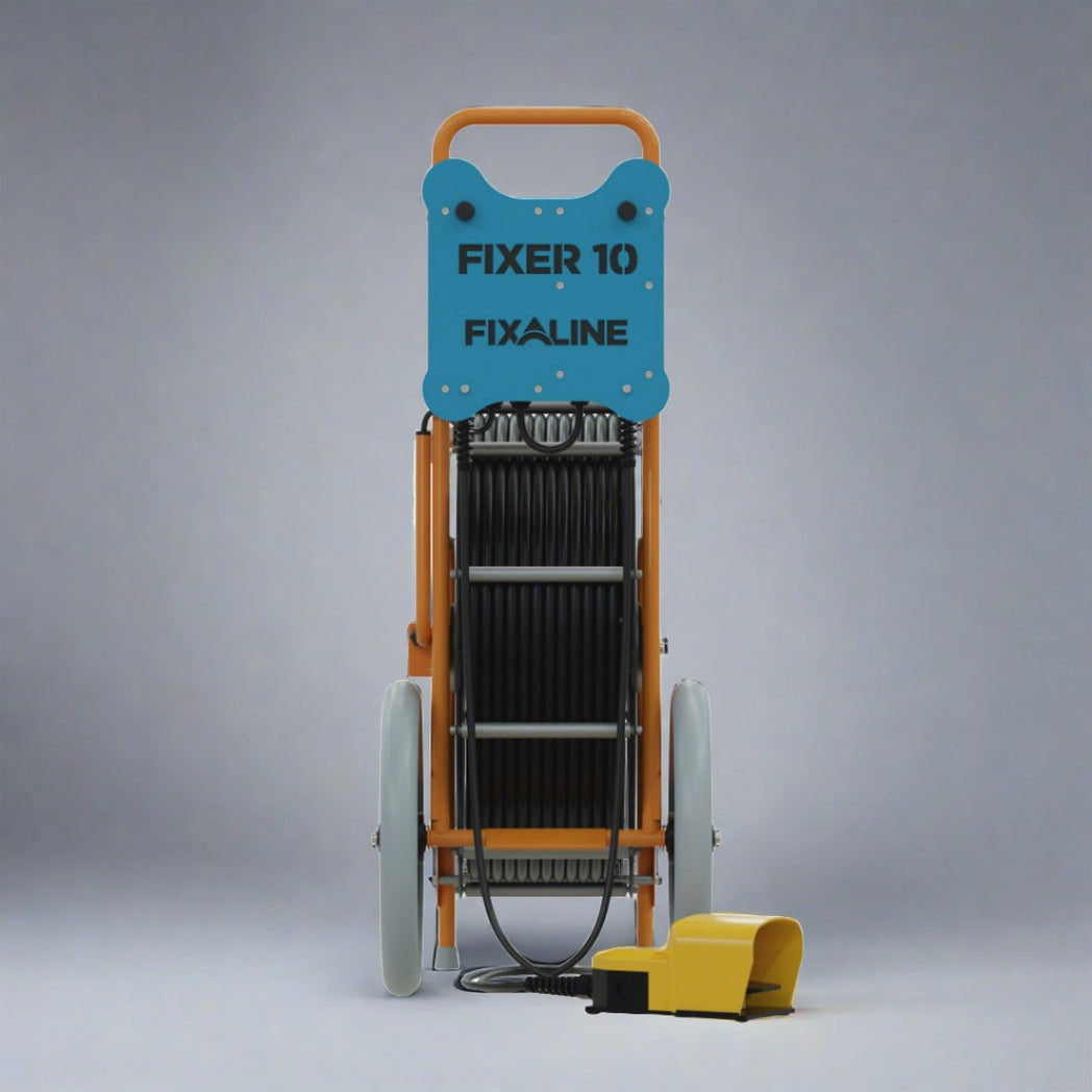 Fixer 10 is a high speed cleaning machine. With 30m of cable in sheath & 240V power you can take on the toughest of blocked drains. Use in preparation for cipp pipe relining installation